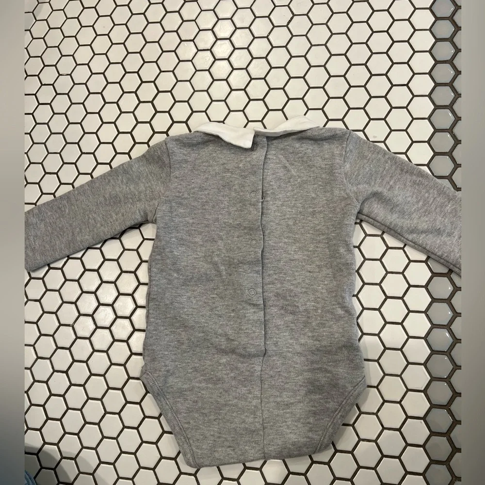 Mayoral Peter Pan Collar One Piece - grey & white, 4-6 months - Picture 3 of 3